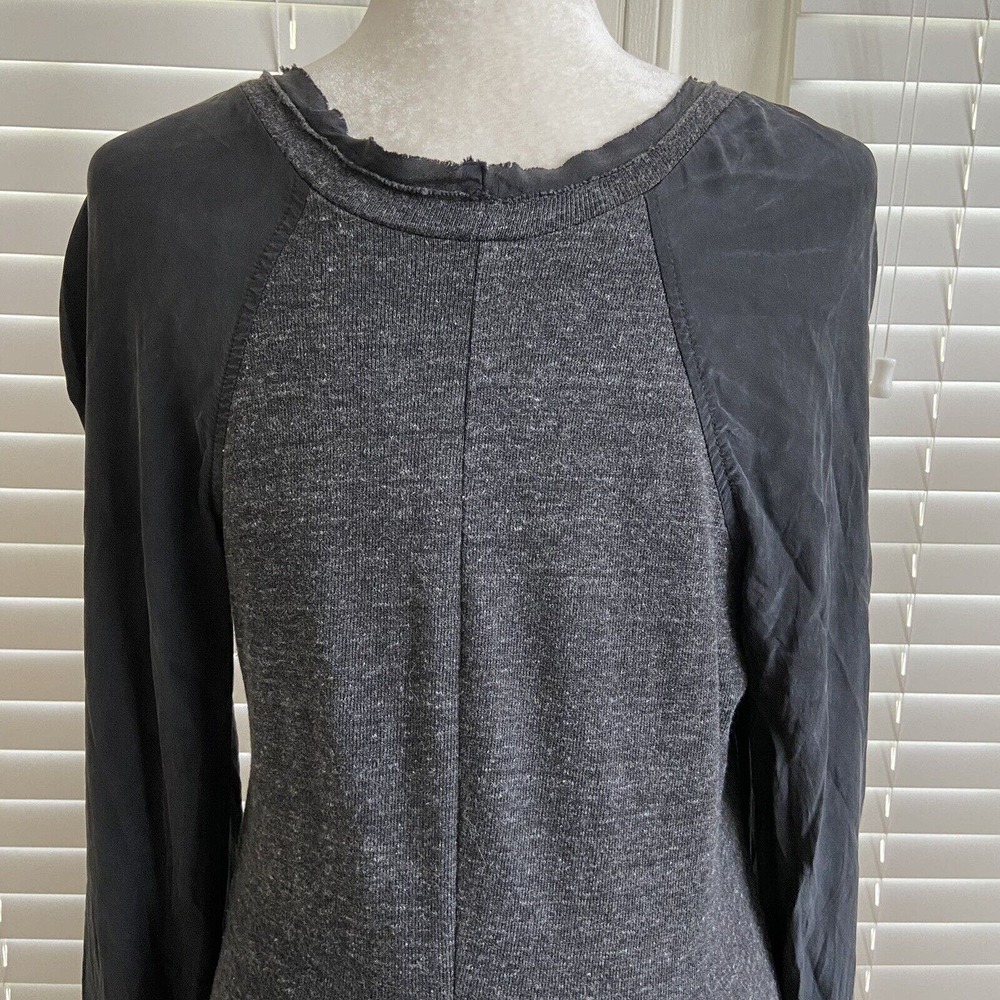 Anthropologie Dolan Sz Large Black Grey Silk Studded Long Sleeve Knit Dress - Picture 6 of 12